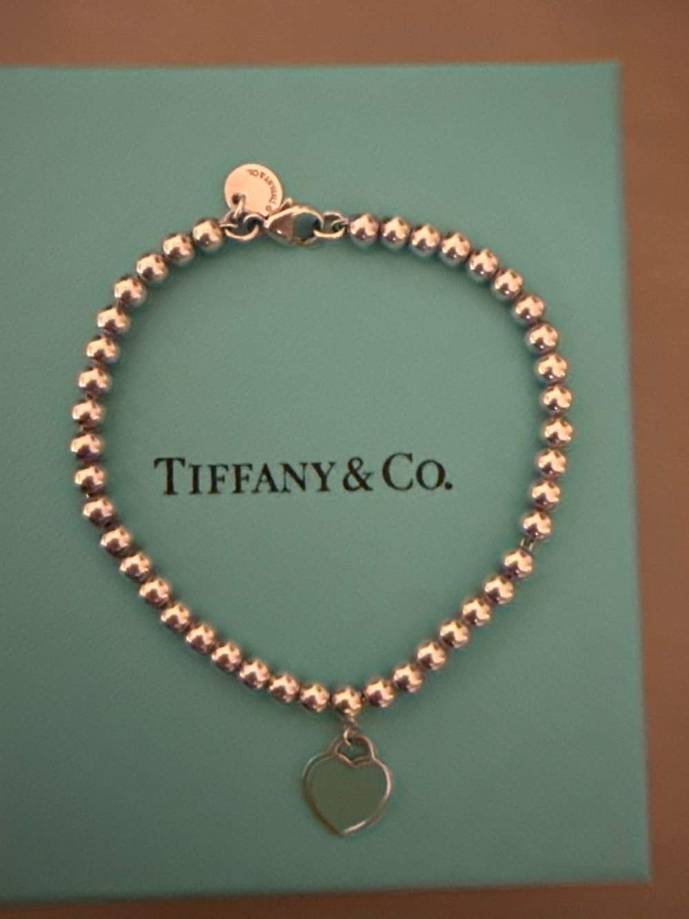 Tiffany & Co. Silver Bead Bracelet with Open Heart Charm